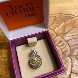 Lori Bonn Sterling Silver Pineapple crystal slide charm. Retired.